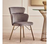 Orsina Comfortable Grey Velvet Dining Chair, Elegant Chair For Dining Table, Modern Design Outdoor Dining Chair