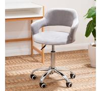 Orsina Comfortable Grey Velvet Home Office Chair With Curved Back, Ergonomic Work For Office, Movable Chair