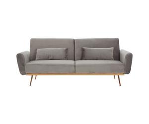 Orsina Comfortable Grey Velvet Sofa Bed, Functional Pull Out Sofaa Bed For Livingroom, Modern Style Sofa Bed