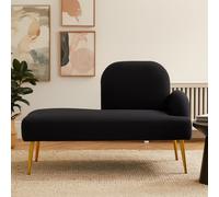Orsina Comfortable Left Arm Grey Chaise Lounge, Contemporary Chaise Couch, Elegant Grey Upholstered Lounge Sofa in Black Orsina Black