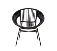Interiors by Premier Comfortable Black Natural Rattan And Iron Black Arm Chair, Stylish Outdoor Chair, Versatile Dining Chair