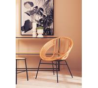 Orsina Comfortable Natural Rattan & Black Iron Arm Chair, Durable Outdoor Chair, Versatile Natural Dining Chair Orsina Natural