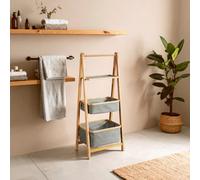 Premier Housewares Carrick 3 Tier Storage Unit Corner Shelf Corner Wall Shelf Rustic Small 26 x 10