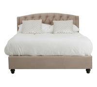Orsina Compact Brushed Velvet Double Bed, Stylish Stud Detailed in Brown Orsina Brown Double