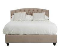 Orsina Compact Brushed Velvet Double Bed, Stylish Velvet Bed For Bedroom, Stylish Stud Detailed Diamond Tufted Bed