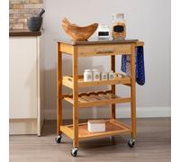 Orsina Compact Design Bamboo One Drawer Kitchen Trolley, Sturdy Kitchen Trolley For Guests, Multi Tier Trolley in Natural Orsina Natural