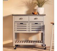 Orsina Compact Grey Kitchen Trolley, Sturdy Kitchen Trolley For Entertaining Guests, Versatile Kitchen Trolley in White Orsina White