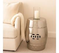 Interiors by Premier Complements Silver Finish Table And Stool Premier Housewares Silver One Size