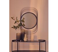 Orsina Concentric Wall Mirror, Decorative Mirror In Black Finish, Modern Art Deco Design Wall Mirror For Home