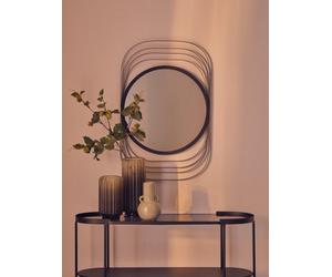 Orsina Concentric Wall Mirror, Decorative Mirror In Black Finish, Modern Art Deco Design Wall Mirror For Home