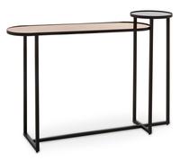 Orsina Console Table, Dual-Tier Smoked Mirror Tops & Asymmetric Black Iron Frame, Quirky Minimalist Console Orsina Black