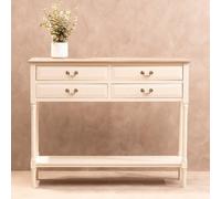 Orsina Console Table For Hallway, Pine Wood Hallway Table For Home Office Décor, Wood Table With 4 Drawers