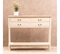 Orsina Console Table for Hallway, Pine Wood Hallway Table for Home Office Décor, Wood Table with 4 Drawers in White Orsina White