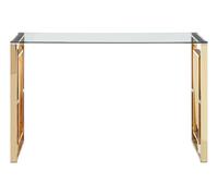 Orsina Console Table with Gold Legs & Glass Top, Tempered Glass Hallway Table, Stainless Steel Console Table Orsina Gold
