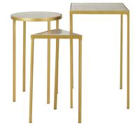 Orsina Conspicuous Unique Set Of 3 Nesting Side Tables, Brass Finish Bedside Tables For Decor, Small Metal Tables