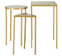 Orsina Conspicuous Unique Set Of 3 Nesting Side Tables, Brass Finish Bedside Tables For Decor, Small Metal Tables in Gold Orsina Gold