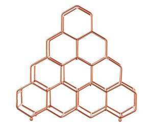 Orsina Contemporary 10 Bottle Copper Plated Spice Rack, Honeycomb Design House Spice Jars, Versatile Spice Storage