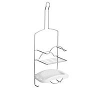 Orsina Contemporary 2 Tier White Shower Caddy, Chrome Finish Metal Bathroom Caddy, Wall Hanging Shower Shelf in Silver Orsina Silver