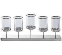 Orsina Contemporary 5 Light Silver Candle Holder, Elegant Steel Candle Holder Orsina Silver