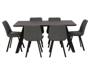 Orsina Contemporary 7Pc Grey Rectangular Dining Set, Space Saving Design Set, Durable Small Dining Set For House