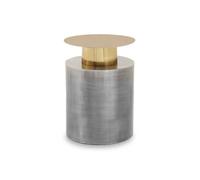 Orsina Contemporary Accent Table With Straight Base, Antique Zinc Finish Round Table, Small Decorative Table