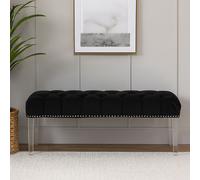 Orsina Contemporary Black Velvet Bench, Button Tufted Upholstered Bench with Clear Acrylic Legs, Hallway Seating Orsina Black