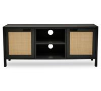 Orsina Contemporary Black Wood Media Unit, Durable MDF Constructed Modern TV Cabinet, Functional Media Unit Orsina Black