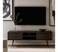 Orsina Contemporary Brown Wooden Media Unit, Solid Pine Wood Tv Cabinet With Storage Drawers, Entertainment Unit