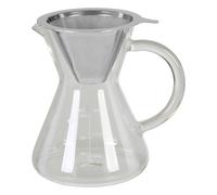 Orsina Contemporary Coffee Pot 400ml, Borosilicate Glass Coffee Pot For Breakfast, Stainless Steel Coffee Pot in Clear Orsina Clear