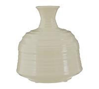 Orsina Contemporary Cream Small Ribbed Ceramic Vase, Durable Floral Vase, Easily Maintained Stoneware Flower Vase in White Orsina White