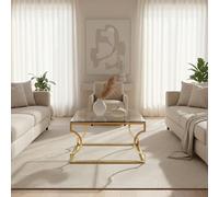 Allure Tempered Glass Curved Frame Coffee Table - Gold
