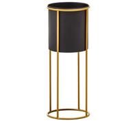 Orsina Contemporary Design Large Black And Gold Floor Standing Planter, Stylish And Functional Large Outdoor Pots