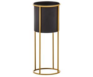 Orsina Contemporary Design Large Black And Gold Floor Standing Planter, Stylish And Functional Large Outdoor Pots