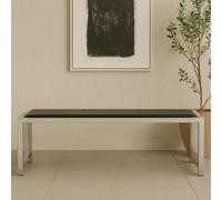 Orsina Contemporary Design Rose Gold Bench, Sleek Garden Bench For Outdoor, Leather Upholstered Dining Bench in Silver Orsina Silver