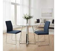Orsina Contemporary Design Round Dining Table, Minimalist Appeal Dining Table For Dining Room, Durable Dining Table in Silver Orsina Silver