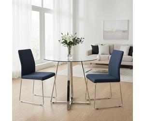 Orsina Contemporary Design Round Dining Table, Minimalist Appeal Dining Table For Dining Room, Durable Dining Table in Silver Orsina Silver