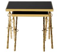 Orsina Contemporary Design Set Of 2 Nesting Tables, Versatile Side Tables, Elegant & Functional Square Tables in Gold Orsina Gold