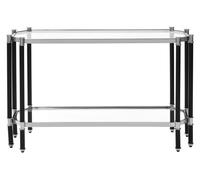 Orsina Contemporary Design Silver Metal Console table With Black Legs, Luxe Design Sofa Table For Drawing Room Orsina Silver