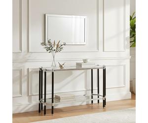 Orsina Contemporary Design Silver Metal Console table With Black Legs, Luxe Design Sofa Table For Drawing Room Orsina Silver