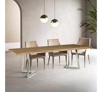 Orsina Contemporary Dining Table, Rectangular Kitchen Table, Luxe Decorative Table, Bamboo Wood Topped Garden Table