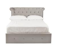Orsina Contemporary Double Ottoman Bed, Elegant Winged Headboard in Silver Orsina Silver Double