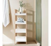 ARLA Four Tier Birch Wood Bathroom Shelf Unit Premier Housewares White One Size