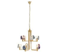 Orsina Contemporary Gold Agate 10-Light Pendant Ceiling Light, Modern Statement Lighting Fixture With Metal Frame