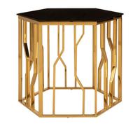 Orsina Contemporary Hexagonal Side Table, Sturdy Metal Side Table For Livingroom, Hexagonal Design Bedside Table