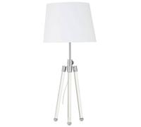 Premier Housewares Nickel Finish Table Lamp Three-Legged With Ball Feet And White Shade Adjustable Height Chic and Contemporary w33 x d33 x h72cm