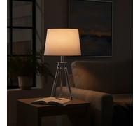 Orsina Contemporary Nickel Finish Table Lamp, Tripod Design With Crystal Wrapped Legs, Minimalist Table Lamp in White Orsina White