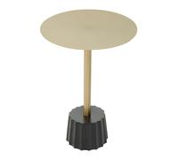 Orsina Contemporary Round Side Table With Black Fluted Base, Mid Century Modern Accent Table, Slim Metal Top in Gold Orsina Gold