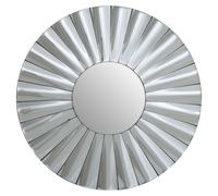 Orsina Contemporary Round Silver Wall Mirror, Sculptural Decorative Mirror with Radial Pattern, Statement Wall Décor Orsina Silver