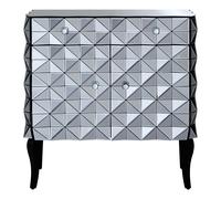 Orsina Contemporary Silver Finish Cabinet, Geometric Design Storage Cabinet For Kitchen, Sideboard Wooden Cabinet Orsina Silver