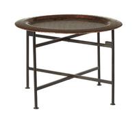 Orsina Contemporary Small Copper And Black Side Table, Round Top Small Lounge Table, Sleek Bed Side Table